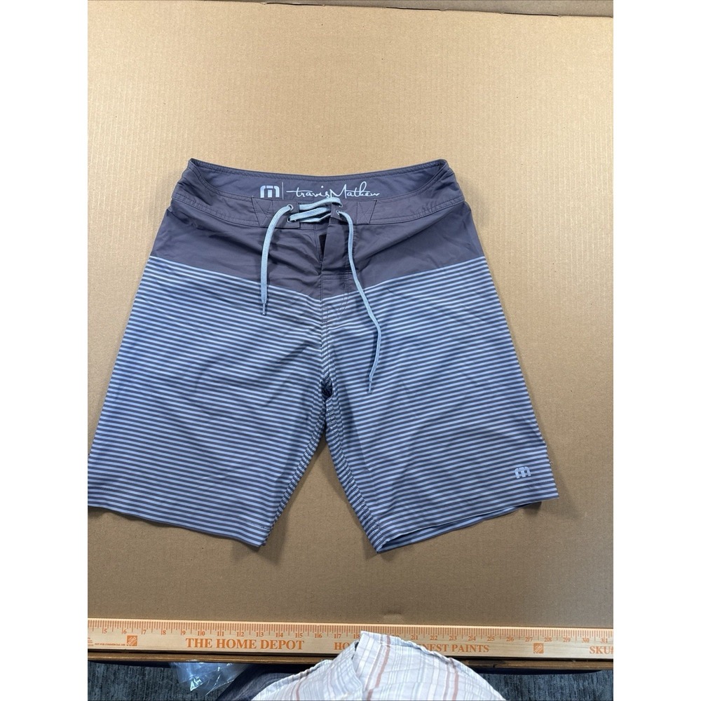 Travis Mathew Size 30 Board Shorts Swim Trunks Blue Gray